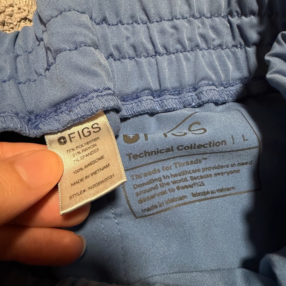 FIGS Ceil Blue Scrub Set Catarina Top & Yola High Waisted Pants Size Large - Picture 9 of 9